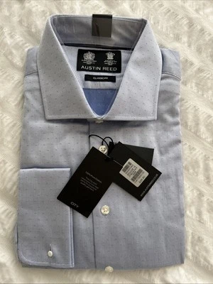 Austin Reed City Blue Diamond Classic Fit Smart Formal Shirt Collar 18 BNWT - Image 1 of 4