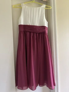 Girls' Mulberry and White Sleeveless A-line Empire Waist Dress - Picture 1 of 2