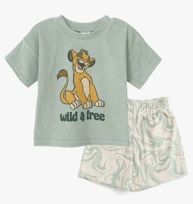 Conjunto de Camisa y Pantalones Cortos Disney Simba Talla 6 El Rey León Conjunto de 2 Piezas “Salvaje y Libre” Foto 1 de 4