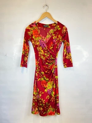 Antigo Vestido Bodycon de Veludo Betsey Johnson Decote V Marrom Floral Tamanho Pequeno Raro! - Imagem 1 de 4