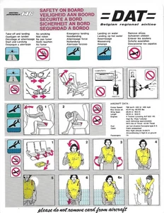 Safety Card - DAT - BAe 146 - c1996 (Belgium) (S4797) - Picture 1 of 1