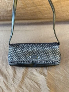 Vintage Y2K Liz Claiborne Black Braided Woven Shoulder Bag Purse Small - Picture 1 of 7