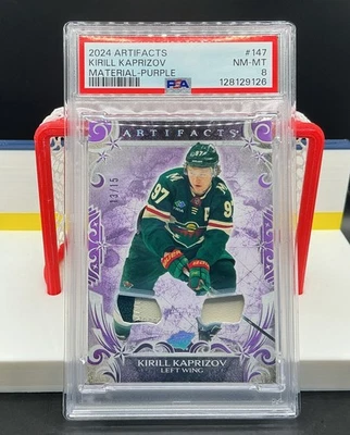 2024-25 Upper Deck Artifacts - Kirill Kaprizov #147 Purple Materials /15 - PSA 8 - Image 1 of 2