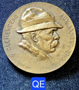 Superbe Médaille Artistique Bronze 50 mm - Georges Clemenceau Par Gilbault 1920 - Picture 1 of 4