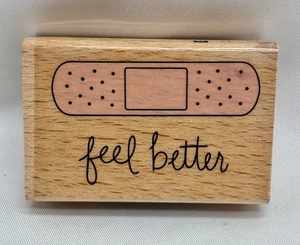 Studio G Hampton Art Band Aid Bandage Feel Better Wood Rubber Stamp NEW - Picture 1 of 3