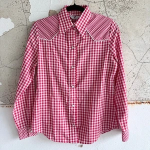Blusa Vaquera De Colección Años 70 Levi's Western Camisa Mujer M Roja Guinga Perla A Presión Rodeo - Imagen 1 de 12
