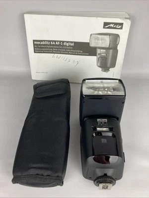 Metz Mecablitz 64 AF-1 Digital Flash for Nikon With Case & Manual - Image 1 of 4