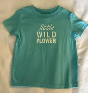 Rabbit Skins Little Wild Flower Girls T Shirt Teal Short Sleeve Size 18 Months - Picture 1 of 5