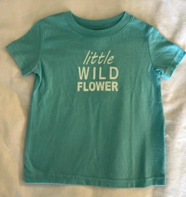 Rabbit Skins Little Wild Flower Girls T Shirt Teal Short Sleeve Size 18 Months - Image 1 of 4