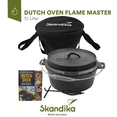 Skandika Dutch Oven Flame Master 7,1 Liter Gusseisen Topf voreingebrannt o. Füße