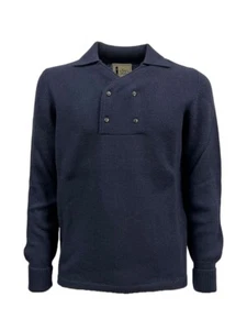 GRP & Max Rohr Men's Polo Shirt Blue Max Ibis 4 Buttons 100% Wool Made In Italy - Picture 1 of 3