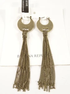 Banana Republic Women's Brass Flat Cut Out Moon Tassel Fringe Earrings NWT 45.00 - Picture 1 of 6