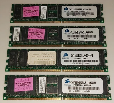 CM72SD512RLP-3200/M Corsair 512MB PC3200 DDR-400MHz Registered ECC CL3 184-Pin - Image 1 of 2