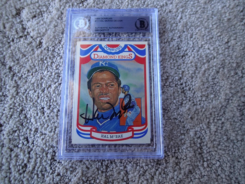 1984 Donruss #11 HAL MCRAE подписанный бейсбольная карточка с автографом Beckett плита KC ROYALS - Изображение 1 из 1