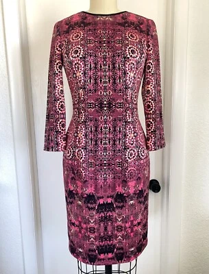 VESTIDO MANGA 3/4 DISEÑO PSICODÉLICO MAGGY LONDON TALLA 4 - NUEVO SIN ETIQUETAS Pequeño Foto 1 de 4