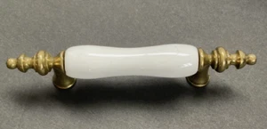 BELWITH Tranquility Polished Brass White Ceramic Handle Pull 3" Knobs P703-W - Picture 1 of 6