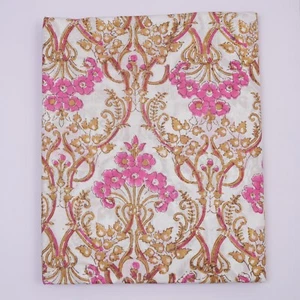 5 Yard Hand Block Print Handmade Cotton Indian Natural Sanganeri Print Fabric. - Picture 1 of 7