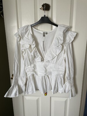Blouse Warehouse Taille 12 - 100% Soie - Couleur Noir - Occasion En Excellent état