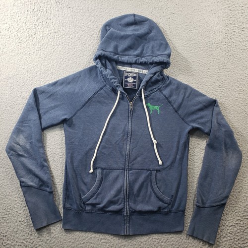 UNDERCOVER Felpa Victoria's Secret rosa con cappuccio donna blu medio full zip elasticizzata