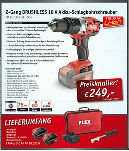 Flex PD 2G 18.0-EC FS55 Akku-Schlagbohrschrauber 18VBürstenloser Motor Varianten - Bild 1 von 10