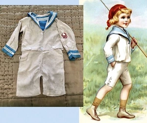 HTF Toddler Boys 1910 EDWARDIAN MIDDY Navy SAILOR SUIT UNIFORM w/Insignia Badge - Picture 1 of 15