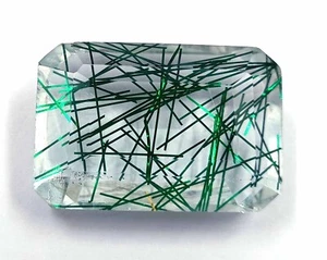 154CT IGL Certified Green Rutilated Quartz Emerald Cut Loose Gemstone 24JL - Picture 1 of 7