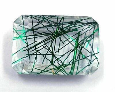 154CT IGL Certified Green Rutilated Quartz Emerald Cut Loose Gemstone 24JL - Image 1 of 4