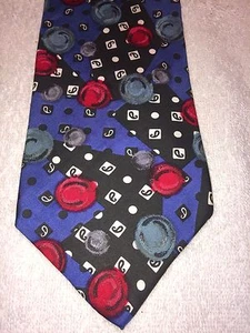 GEOFFREY BEENE MENS TIE BLACK BLUE RED AND GREEN 4 X 59 - Picture 1 of 4