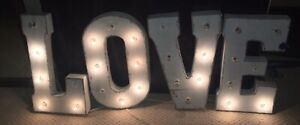 4 PCS 48X21 IN  "LOVE" Marquee Light Up Letter Sign w Bulbs Med-Lrg LED Plug In!