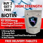 Biotin Tablets 120 High Strength B7 10'000mcg Stronger Nails Hair Supplement
