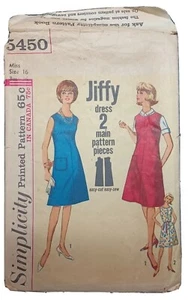 Vestido Simplicity 5450 Shift Talla 16 Patrón Corte Sobre Daños 1964 - Imagen 1 de 5