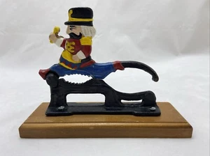 Vintage Nutcracker Painted Cast Iron Revolutionary War Soldier on Wooden Base - Picture 1 of 10