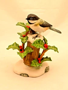 Vintage Franklin porcelain-1981  Black Capped Chickadee Porcelain Sculpture  - Picture 1 of 4