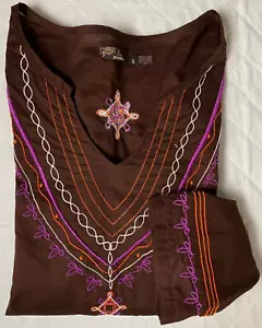 prAna Breathe maglione donna boho ricamato semi trasparente tunica scollo a V top S - Foto 1 di 11