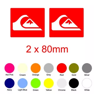 QUIKSILVER Stickers 2 @ 80mm Set Surf Decals Car Campervan Window Bumper - Picture 1 of 1