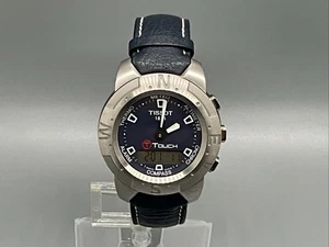 Tissot 1853 Titanium T-Touch Swiss Smart Watch Blue Face Leather Strap New Batt - Picture 1 of 20