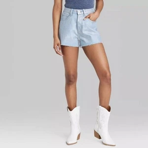 Women's High-Rise Iridescent Cutoff Jean Shorts - Wild Fable  Size 16 - Picture 1 of 4