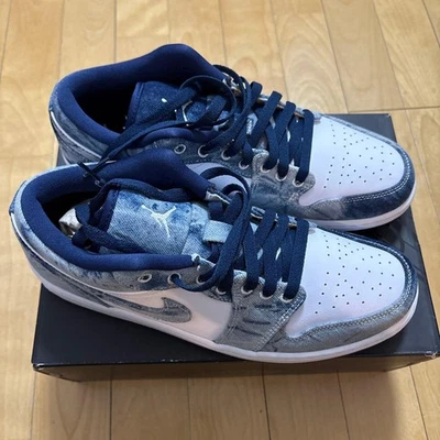 Men 10.5US 28.5 Nike Air Jordan 1 Low Washed Denim Se - Image 1 of 4