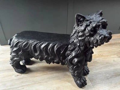 Westie Dog Small Bench/ Side Table in Fibre Clay Indoor & Outdoor 80cm - Image 1 of 4