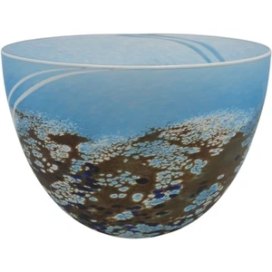  Artist Martin Andrews Blue Decorative Glass Bowl known as Beach, Used. - Picture 1 of 8