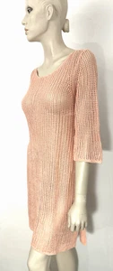 Top túnica de malla tejida abierta de lino con pétalos S Eileen Fisher $198 NUEVO - Imagen 1 de 8