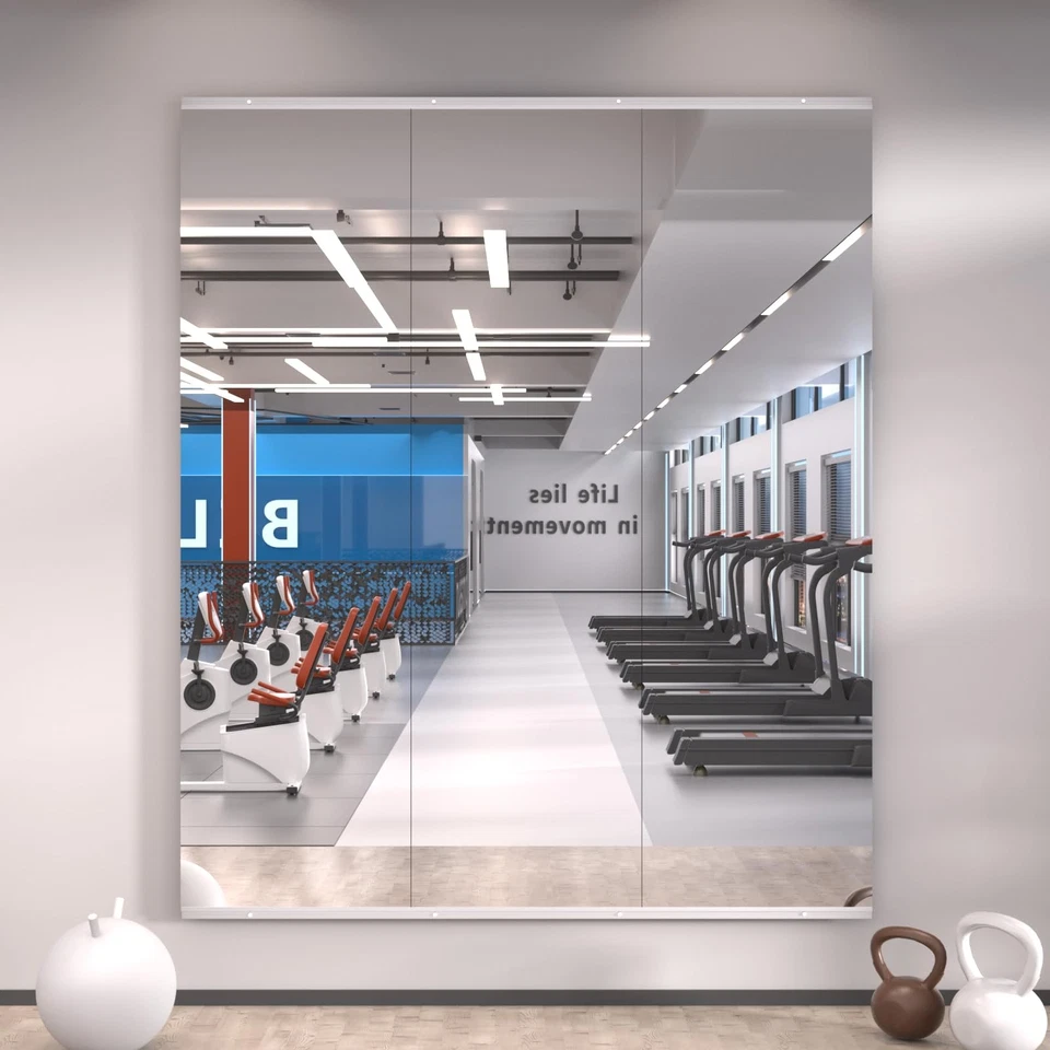 Home Gym Mirror, 56"x16"-3 PCS Gym Mirrors for Wall, Frameless, Tempered Glas... - Image 1 of 4