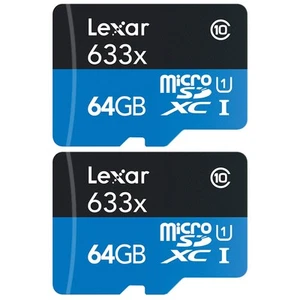 Lexar High-Performance 633x microSDHC/microSDXC UHS-I 64gb Memory Card 2 Pack - Picture 1 of 6