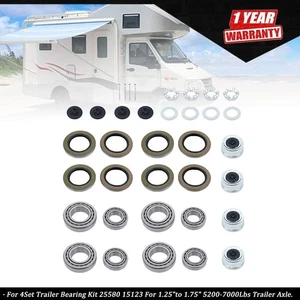 4Set Trailer Bearing Kit 25580 15123 For 1.25"to 1.75" 5200-7000Lbs Trailer Axle - Picture 1 of 11
