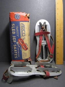 ARCO Safety Streamlined Sled Ice Skates Strap On Double Runners Vintage DISPLAY - Picture 1 of 6