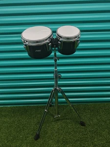 ⚡Vintage Sonor Teardrop Bongo 6"&8" With Stand 1960-1970 - Black⚡ - Picture 1 of 23