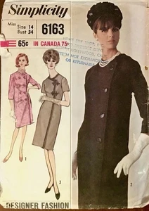 Vintage Simplicity Designer Pattern #6163 Dress Date 1965 Model Diane Keaton - Picture 1 of 4