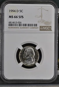 1994-D Jefferson Nickel 5c NGC Certified MS66 5FS - Picture 1 of 2