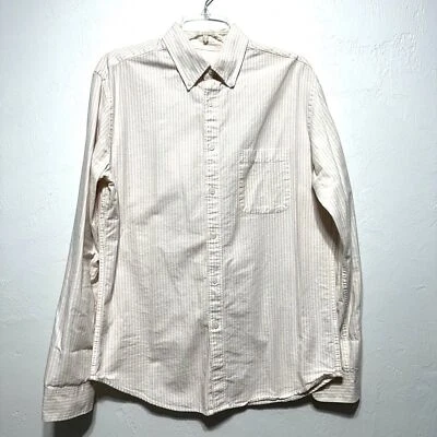 Camisa Merona Abotonada Hombre Talla Mediana Manga Larga Top Rosa y Blanco Rayas Informal Foto 1 de 4