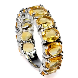 925 Sterling Silver Ring Oval Yellow Citrine Natural Gemstone Jewelry Size 9 - Picture 1 of 13